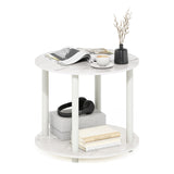 Furinno Turn-N-Tube Simple Design 2-Tier Round Wooden Small Coffee Table, Marble White Furinno
