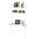 HMYHUM Acrylic Wall Mount Desk, Clear Ladder Desk with Open Shelves, Floating Desk for Laptop, Computer, Study, Writing, Vanity Table, Modern, 36" L x 19.7" W x 69.99" H HMYHUM