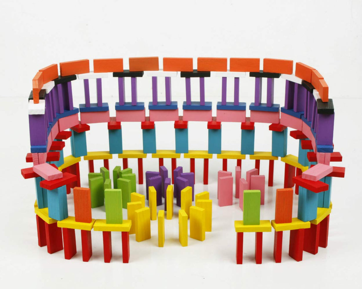 Aveks 240pcs Authentic Standard Basswood Wooden Domino Blocks Set, Kids Educational Racing Toy Tile Games(12 Colors) Aveks