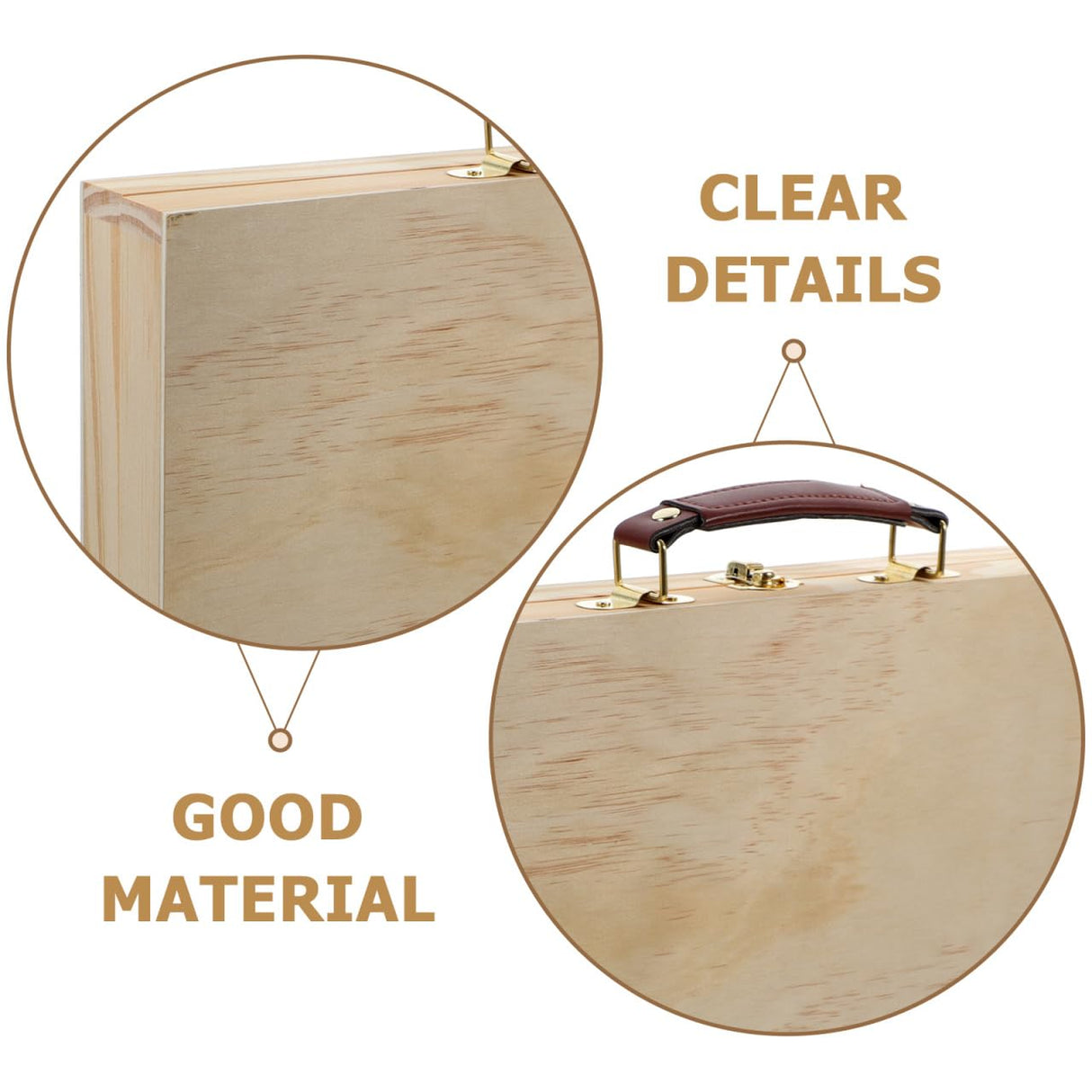 Wakauto 1pc Unfinished Wood Drawing Art Tool Storage Box With Handle Locking Clasp,Wooden Pencil Sketch Supplies Case Organizer Box For Holds Markers, Paint, Brushes, Pencils Wakauto