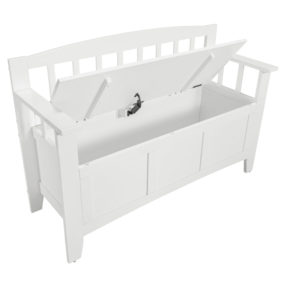 OSP Home Furnishings Metro Mission Style Wood Entry Way Bench with Storage, Sierra Snow White Finish OSP Home Furnishings