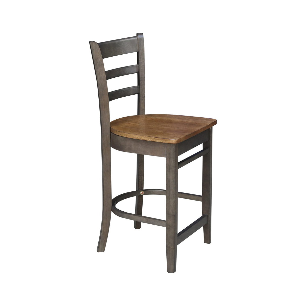 International Concepts Emily Counterheight Stool - 24-inch Seat Height, Hickory/Washed Coal (S45-6172) IC International Concepts
