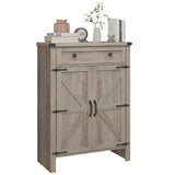 Halitaa Shoe Cabinet, Farmhouse Shoe Storage Organizer, Shoe Storage Cabinet with Doors & Drawer, Boots High-Shoe Cabinet Organizer for Entryway Living Room Hallway, Grey Halitaa