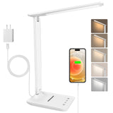 karidi LED Desk Lamp Dimmable Table Lamp Reading Lamp with USB Charging Port, 5 Lighting Modes, Sensitive Control, Foldable Portable Desk Light for Home Office Bedroom Reading (White) karidi