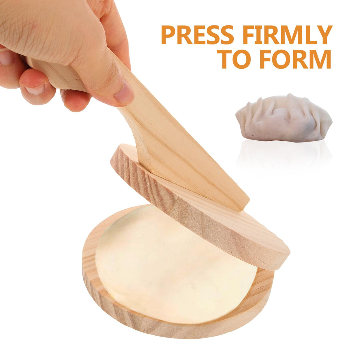 VOSAREA Wood Dumpling Presser Kitchen Dumpling Press Tool Wonton Skin Press Maker Dumpling Maker Machine for Ravioli Pancakes Pizza Manual Corn Tortillas Sugar Pancakes Wrapper (8.25X4.91X2.36 Inch) VOSAREA