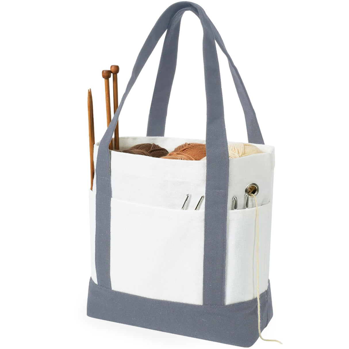 LeCorner Canvas Tote Yarn Bag Organizer, Lightweight Storage for Knitting, Portable Travel Bags and Totes, Crochet Accessories, Knitting Kit Holder LeCorner