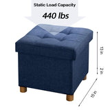 BRIAN & DANY Small Ottoman with Storage, Foot Stool Ottoman Storage Cube, Foot Rest for Couch with Legs, Navy Blue 15" x 15" x 15" BRIAN & DANY