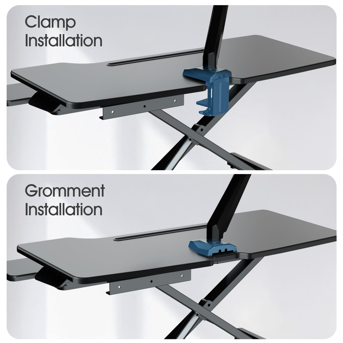 JYLH JOYSEEKER Standing Desk Converter 32 inch, Height Adjustable Sit Stand Desk Riser, Quick Sit to Stand Tabletop Dual Monitor Riser Workstation for Home Office with Keyboard Tray, Black - WoodArtSupply