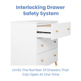 Delta Children Essex 3 Drawer Dresser with Interlocking Drawers, Bianca White/Natural Delta Children