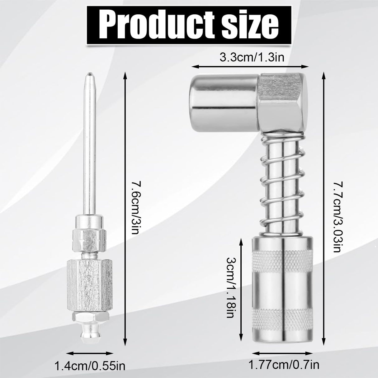 PEUTIER 90 Degree Grease Coupler Adapter and Grease Injector Needle Gun Tip, Needle Grease Gun Fitting Set Grease Needle Nozzle Dispenser for Grease Fitting Tool PEUTIER