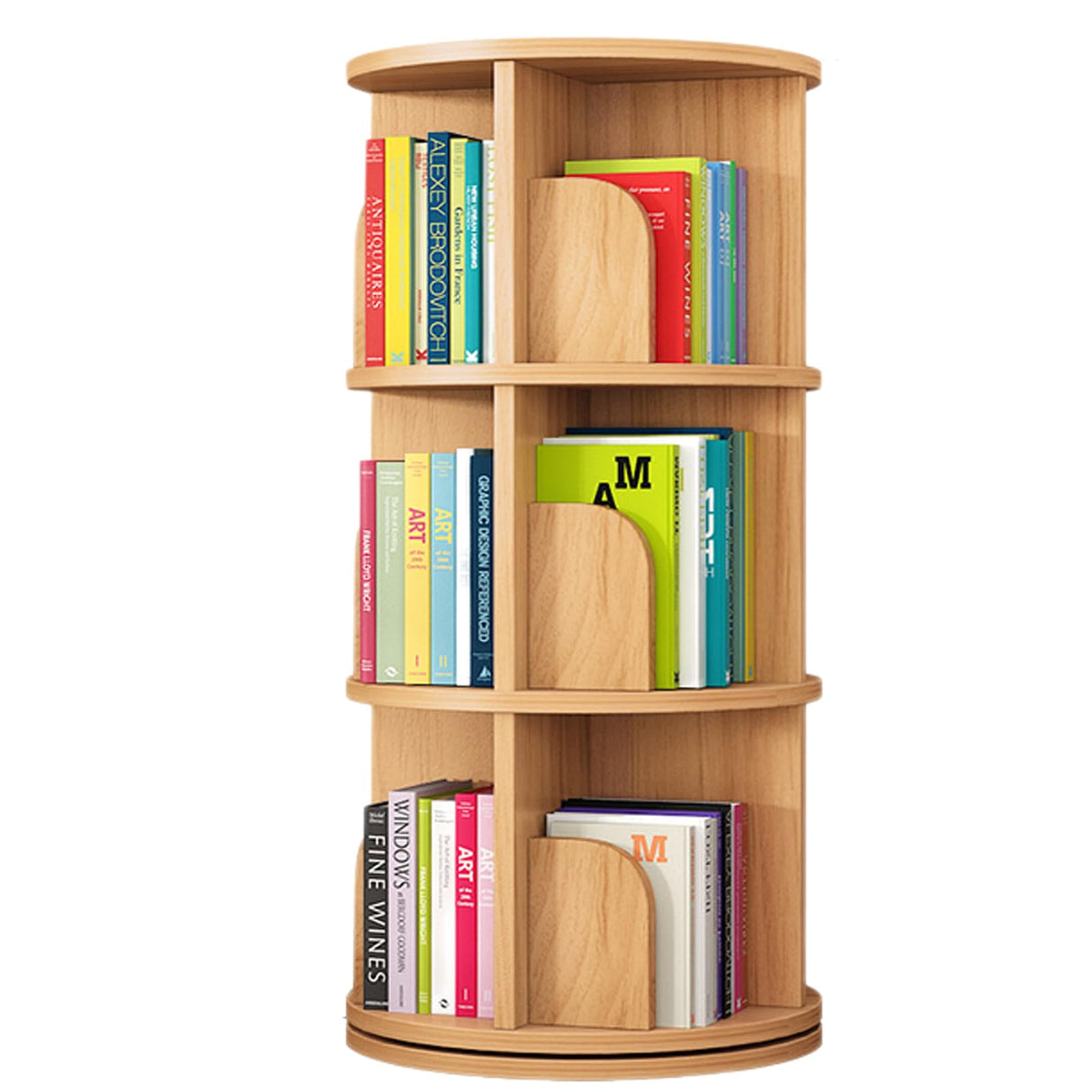 360 Display Rotating Bookshelf Tower,Rotating Bookshelf for Kids&Adults,3 Tier Rotating Stackable Shelves for Small Space,Solid Wood Narrow Bookcase Organizer for Kids Room,Bedroom,Living Room Feuusec