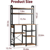 GarveeHome Microwave Stand Bakers Rack with Power Outlet, Kitchen Baker Rack with Wire Basket, 6-Tier Large Freestanding Utility Storage Shelf for Kitchen Dining Living Room, Rustic Brown GarveeHome