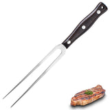 FULLHI butcher's fork with wood Handle Stainless Steel Meat Fork/Kitchen Tool, 12.4 Inch, Carving Fork FULLHI