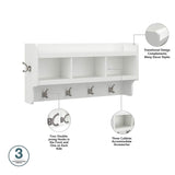 Bush Furniture Woodland Full Entryway Storage Set with Coat Rack and Shoe Bench with Doors | Mudroom Organizer for Footwear, Clothing, White Ash Bush Business Furniture