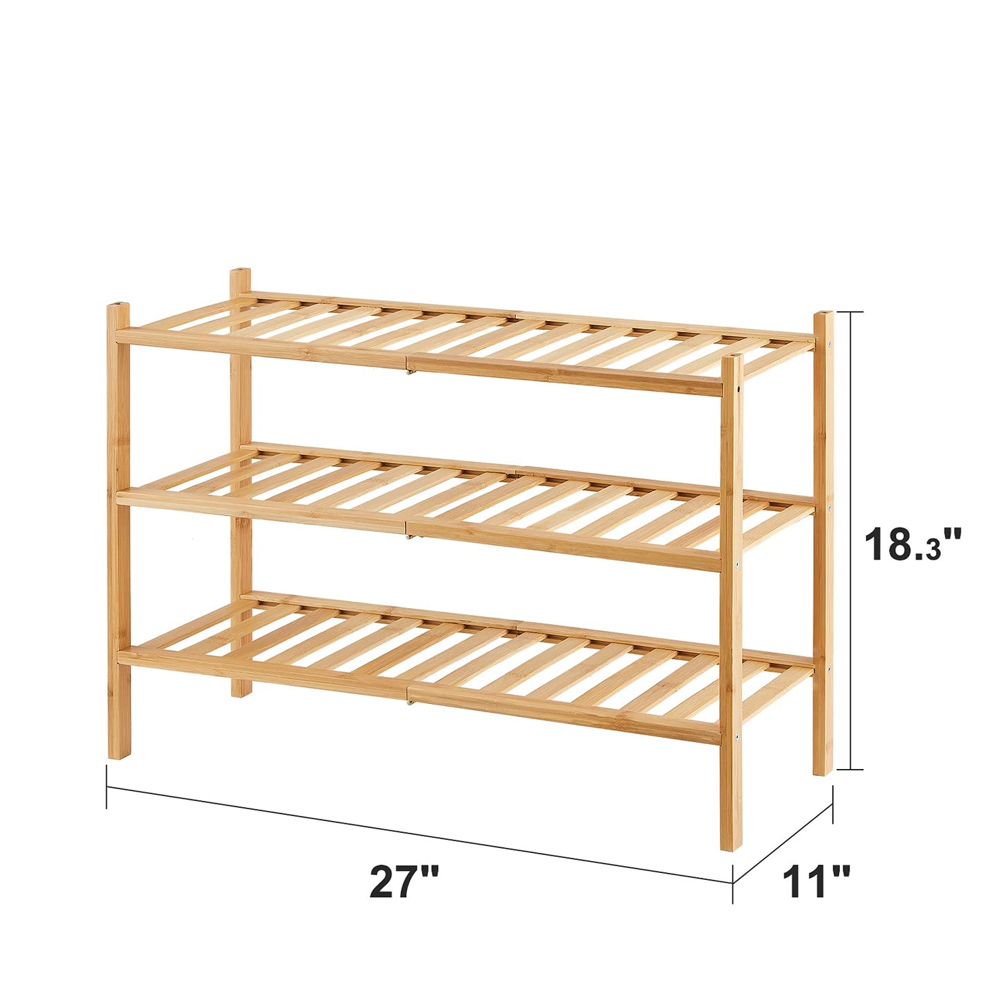 viewcare 3-Tier Free Standing Shoe Racks, Bamboo Wood Shoe Rack for Entryway & Closet, Beautiful | Natural | Functional | Sturdy Shoe Rack - WoodArtSupply