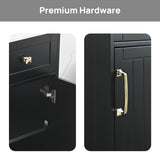 ALBAD 16-Inch Modern Bathroom Vanity with Sink, Compact Bathroom Vanity Set with Storage, Freestanding Small Space Bathroom Cabinet, Single Sink Cabinet with Adjustable Shelf (Black, 16 Inch) ALBAD