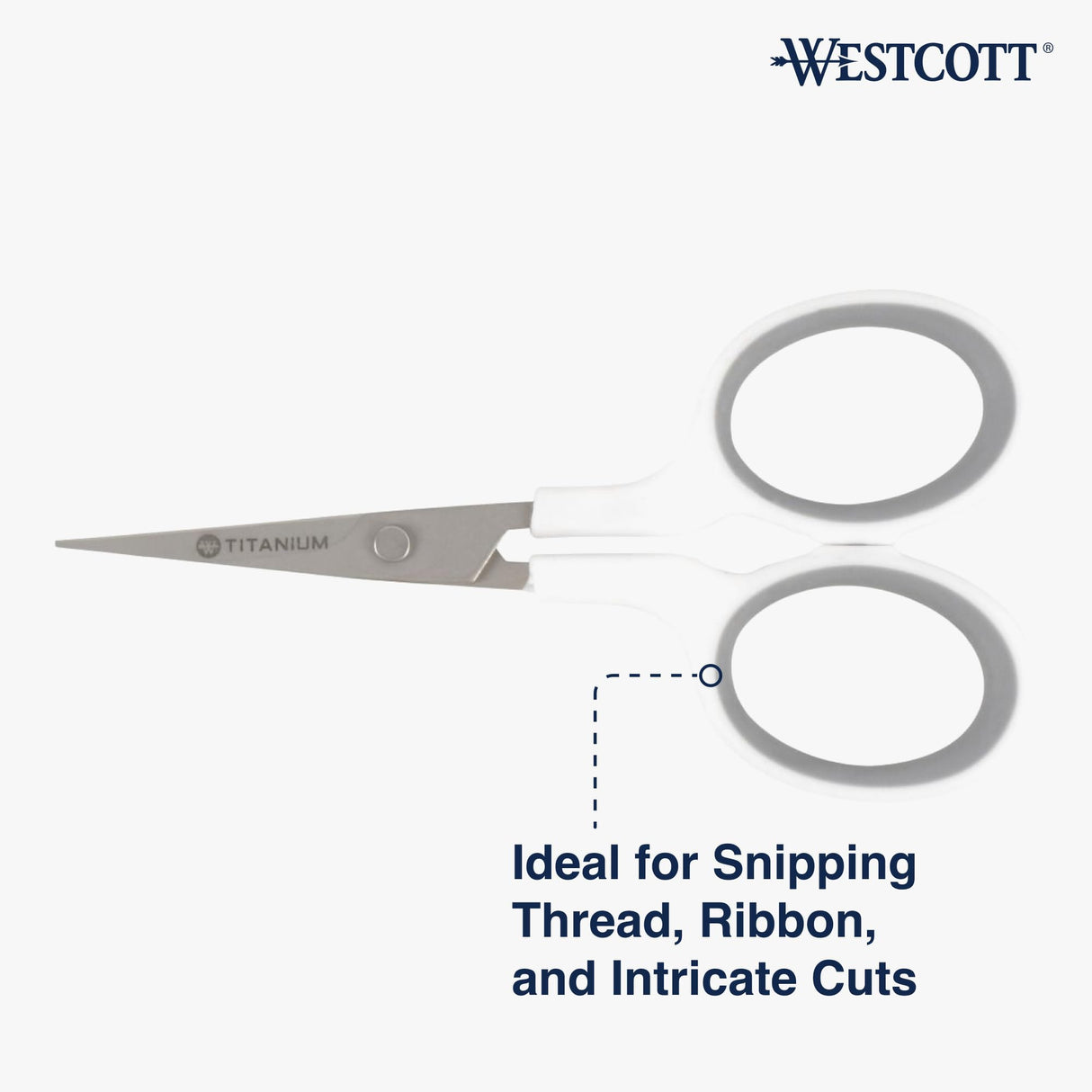 Westcott 4" Embroidery Scissors with Titanium-Bonded Blades for Crafting, Sewing & More (White/Gray) Westcott