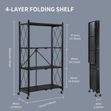JOYBOS 4-Shelf Foldable Storage Shelves with Wheels, Heavy Duty Metal Shelving, No Assembly Organizer Wire Shelf Rack for Garage Kitchen, Basement, Pantry, Holds up to 1000 pounds… JOYBOS