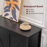 FIONESO Storage Cabinet, Small Cabinet with Barn Doors, Farmhouse Cabinet with Shelf, Black Cabinet for Living Room, Dining Room, Entryway, Black FIONESO