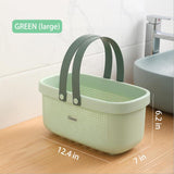 JiatuA Plastic Storage Basket with Handle Portable Shower Caddy Tote Organizer Basket Bin for Bathroom Kitchen Dorm Room Bedroom, Green JiatuA
