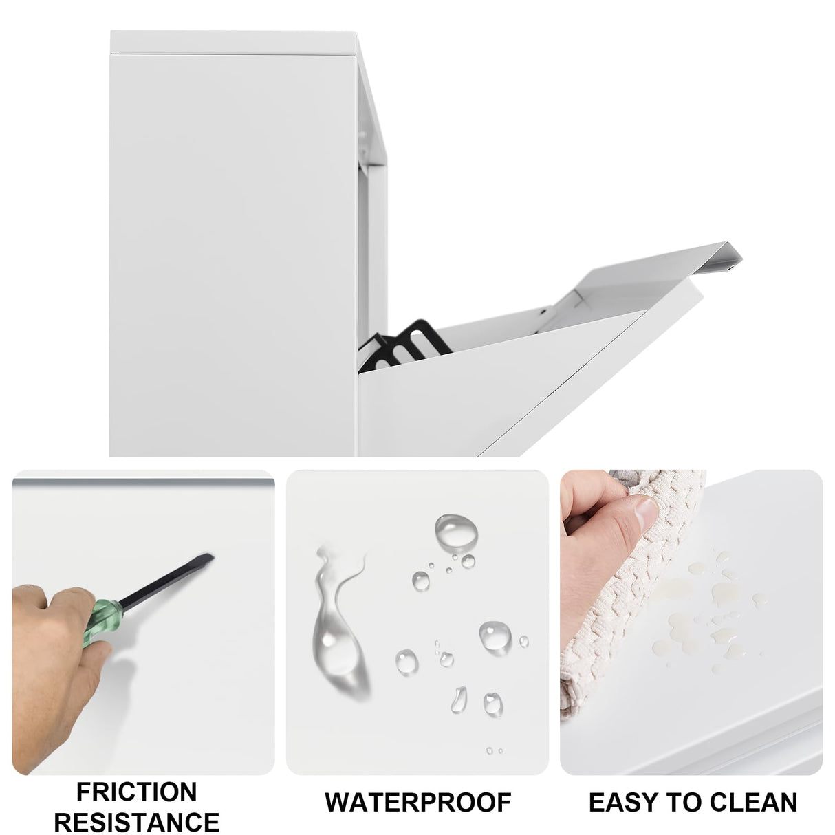 LUCYPAL Shoe Storage Cabinet with 3 Flip Drawers,Metal Wall Shoe Cabinet Storage for Entryway,Hidden Shoe Rack,Narrow Slim Shoe Organizer for Hallway, Bedroom, Apartment,White 43" H*31.5" W*6" D LUCYPAL