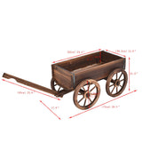 Giantex Wood Wagon Flower Planter Pot Stand W/Wheels Home Garden Outdoor Decor Giantex