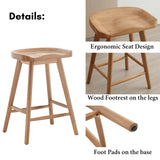 DUOMAY Backless Counter Stools Set of 4, Modern 24.25" Seat Height Low Bar Chairs Solid Rubber Wood Counter Height Barstools Farmhouse Dining Stools for Home Kitchen, Brown DUOMAY