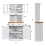 Giantex 67" Modern White Pantry Cabinet with Drawers and Glass Doors Giantex
