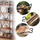 HSH 5-Tier Rustic Wood and Metal Etagere Bookcase - Distressed Brown Farmhouse Style HSH