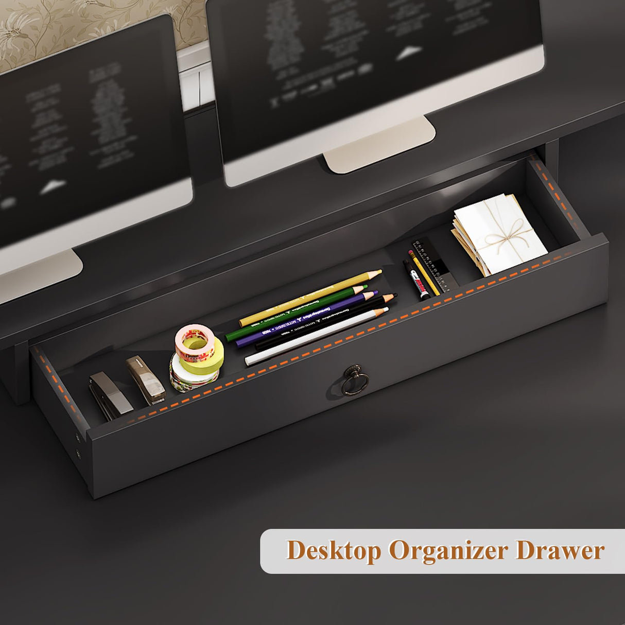 SEDETA Farmhouse 63" Executive Desk, Home Office Desk with File Drawer and Monitor Stand, Computer Desk with Drawers and Storage Cabinet, Wood Desk for Work Study Writing, White SEDETA