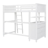 Twin Size Loft Bed with Desk and Storage by Harper & Bright Designs - Solid Wood Frame in White Harper & Bright Designs