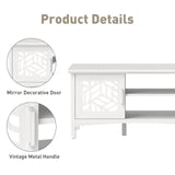 Bonzy Home 39.4" Wooden Coffee Table with Mirror Doors, Modern Center Table with Storage and Open Shelves, Rectangle Coffee Tables for Living Room, Apartment, White Ash Bonzy Home