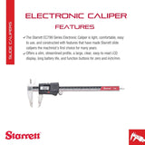 Starrett Stainless Steel Electronic Slide Caliper - 0-8" Range, .0005" Resolution, LCD Display, Fine Adjustment Thumb Wheel, in/mm Conversion - EC799A-8/200 Starrett