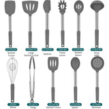 Silicone Kitchen Cooking Utensils Set with Stainless Steel Handle, Spatula Set Utensil Set, Cooking Utensil Set,Kitchen Tools Gadgets for Nonstick Cookware BECBOLDF