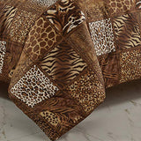 WPM WORLD PRODUCTS MART 3 Piece Animal Print Comforter with Pillow Sham, Chocolate Brown Leopard Zebra Giraffe Jungle Forest Theme Design Queen Size Bedding- Safari (Brown, Queen) WPM WORLD PRODUCTS MART