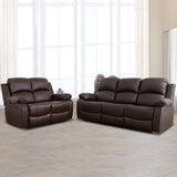 A Ainehome Luxury Recliner Sofa Living Room Set Leather Reclining Sofa and Loveseat Chair Sets Living Room Furniture Sets Recliner Couches for Living Room/Office (A-Brown Leather, Sofa+Loveseat) A Ainehome