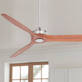 Casa Vieja 52" Windspun DC Modern 3 Blade Indoor Ceiling Fan with Remote Control Brushed Nickel Walnut Solid Carved Wood for Living Kitchen House Bedroom Family Dining Office Kids Room Casa Vieja