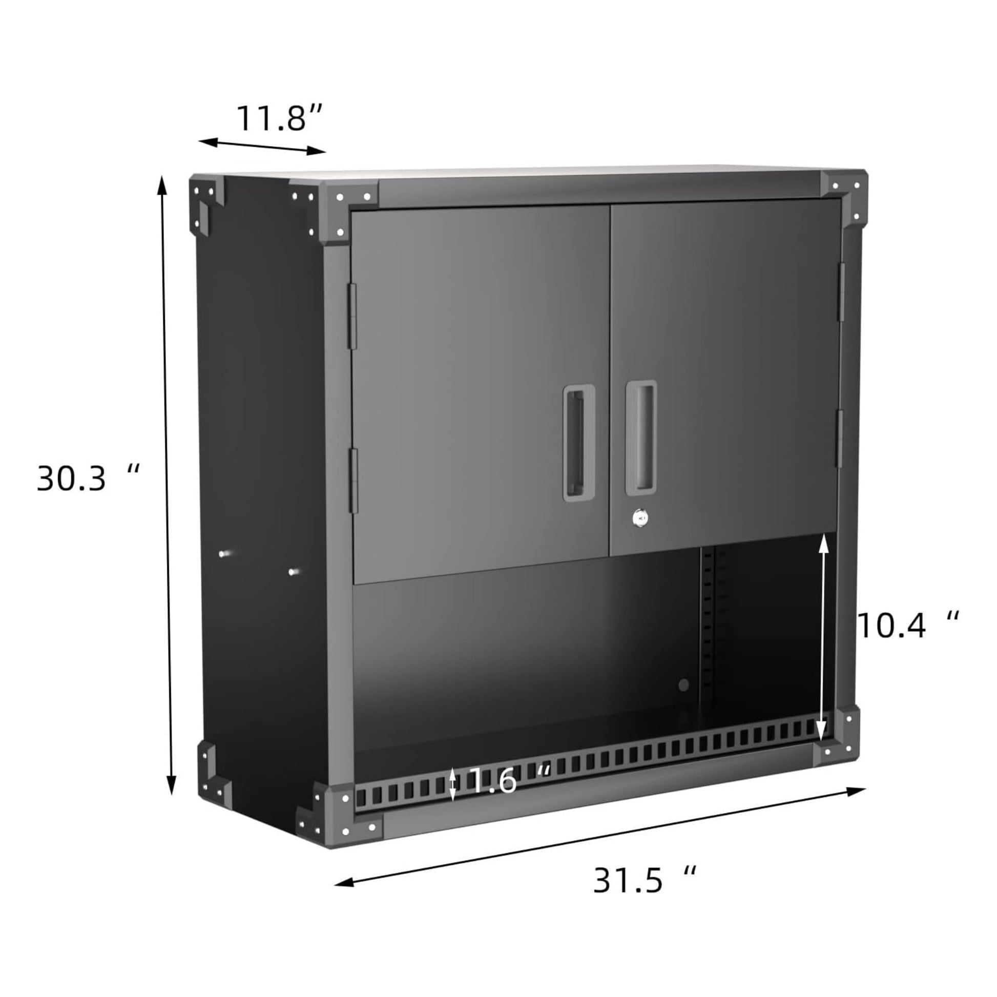 METALYEYE Metal Wall Storage Cabinet with Adjustable Shelf, Locking Door and Opened Drawer, Wall-Mounted Storage Cabinet for Garage, Kitchen, Warehouse, Office, Black, Assembly Required - WoodArtSupply