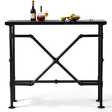 Narrow Industrial Bar Table in Rustic Walnut - 47.24" High Top for Small Spaces LOKKHAN