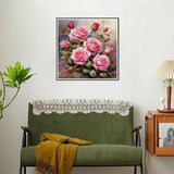 FHBUBPUP Pink Rose Diamond Painting Kits for Adults, Pink Rose Diamond Art Kits, Full Drill Round Gem Art, DIY Flower Paint with Diamond Kits Beads Crafts for Home Wall Decoration Gifts 12x12 inch FHBUBPUP
