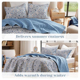 Comfort Spaces Valerie Boho Quilt Set Twin/Twin XL Blue - Soft Reversible Watercolor Medallion Bedding, Lightweight All Season Bedspread for Kids Teens Dorm Guest Room Comfort Spaces