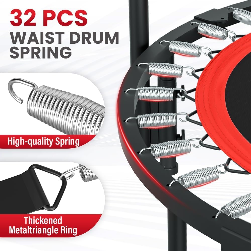 40" Foldable Mini Trampoline for Adults & Kids, Fitness Rebounder with U Shape Adjustable Foam Handle, Indoor Exercise Trampoline, Max Load 330lbs Anwick