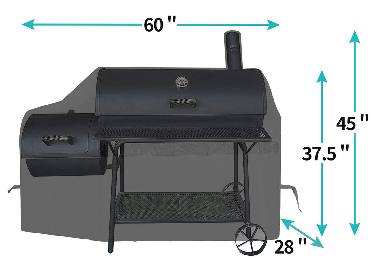 iCOVER Offset Smoker Cover 60 inch Charcoal Pellet Grill Cover Heavy Duty Waterproof 600D BBQ Smoker Cover for Brinkmann for Char-Broil for Weber for Nexgrill for New Braunfels for Oklahoma Joe's i COVER
