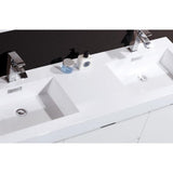 Kubebath Bliss 60" Double Sink High Gloss White Wall Mount Floating Modern Bathroom Vanity Kube Bath