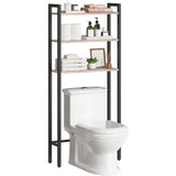 HOOBRO Over The Toilet Storage, 3-Tier Bathroom Organizer Shelf Over Toilet, Freestanding Bathroom Storage Shelves, Space Saver, Easy to Assemble for Room, Greige and Black BG41TS01 HOOBRO