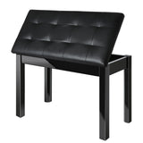 AODSK Black Wooden Duet Piano Bench with Padded Cushion and Storage Compartment AODSK