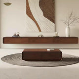 Floating TV Stand Floating TV Unit 62/78/94'' Wall Mounted TV Cabinet Wooden Entertainment Media Console Center Simple Living Room Bedroom Wall Mounted TV Stand Shelf(Brown-A,200 * 24 * 20cm) WoodArtSupply