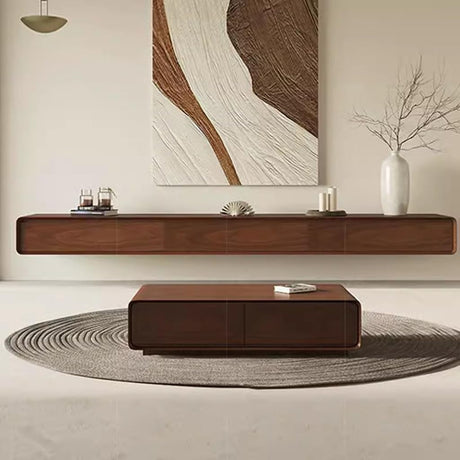 Floating TV Stand Floating TV Unit 62/78/94'' Wall Mounted TV Cabinet Wooden Entertainment Media Console Center Simple Living Room Bedroom Wall Mounted TV Stand Shelf(Brown-A,200 * 24 * 20cm) WoodArtSupply