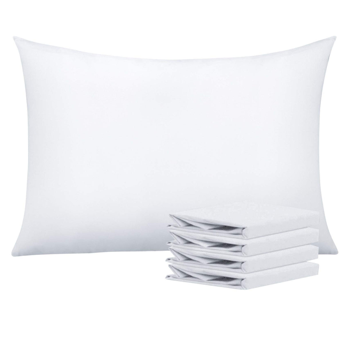 NTBAY Queen Pillowcase Set - 4 Pack Brushed Microfiber 20x30 Pillowcases - Soft, Wrinkle-Free, Fade-Resistant, Stain-Resistant, White Pillowcases with Envelope Closure - 20x30 Inches, White NTBAY