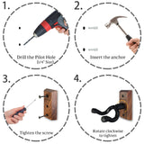 Onmiwod Guitar Wall Mount, Black Walnut Wood Guitar Hanger, U-Shaped Guitar Wall Hanger Mount, Guitar Holder Hook Stand Wall for Acoustic, Electric Guitar, Banjo, Bass, Gift for Guitar Player Men Boy Onmiwod